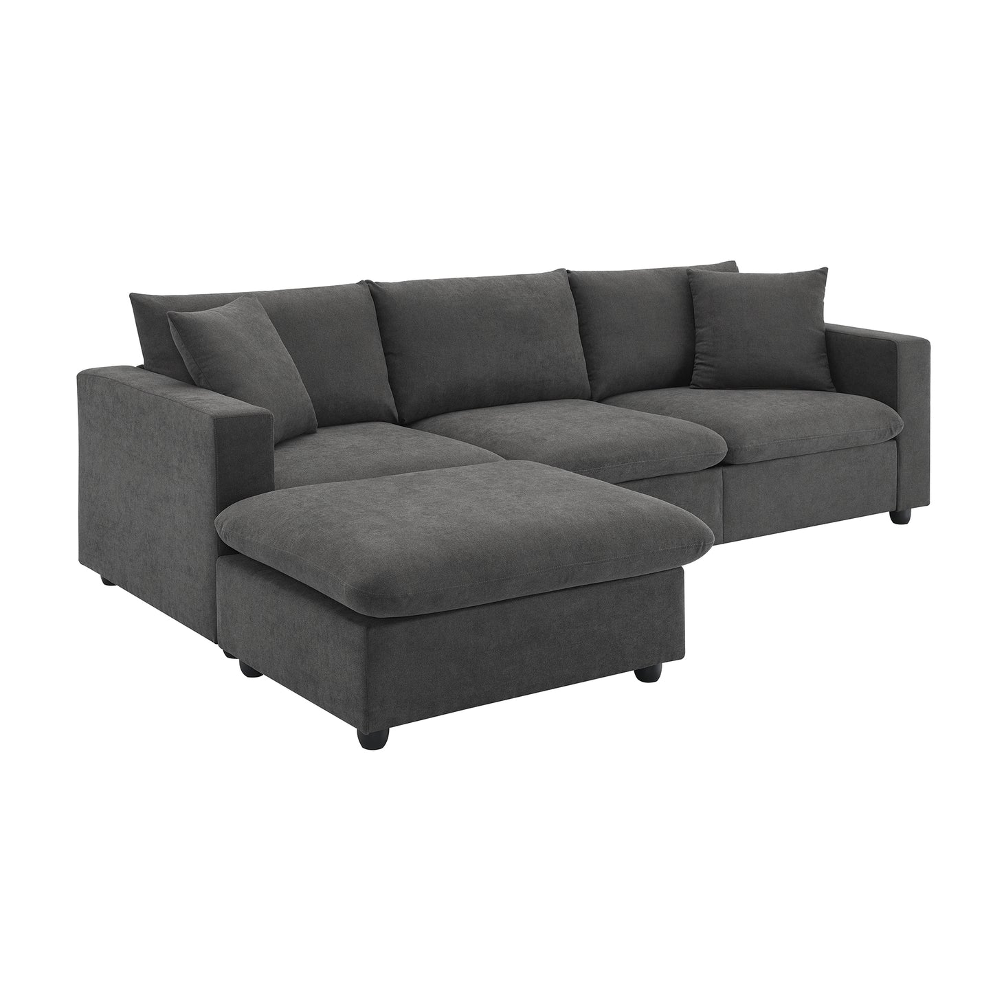 Charcoal grey fabric sectional sofa with chaise lounge modern design for living rooms