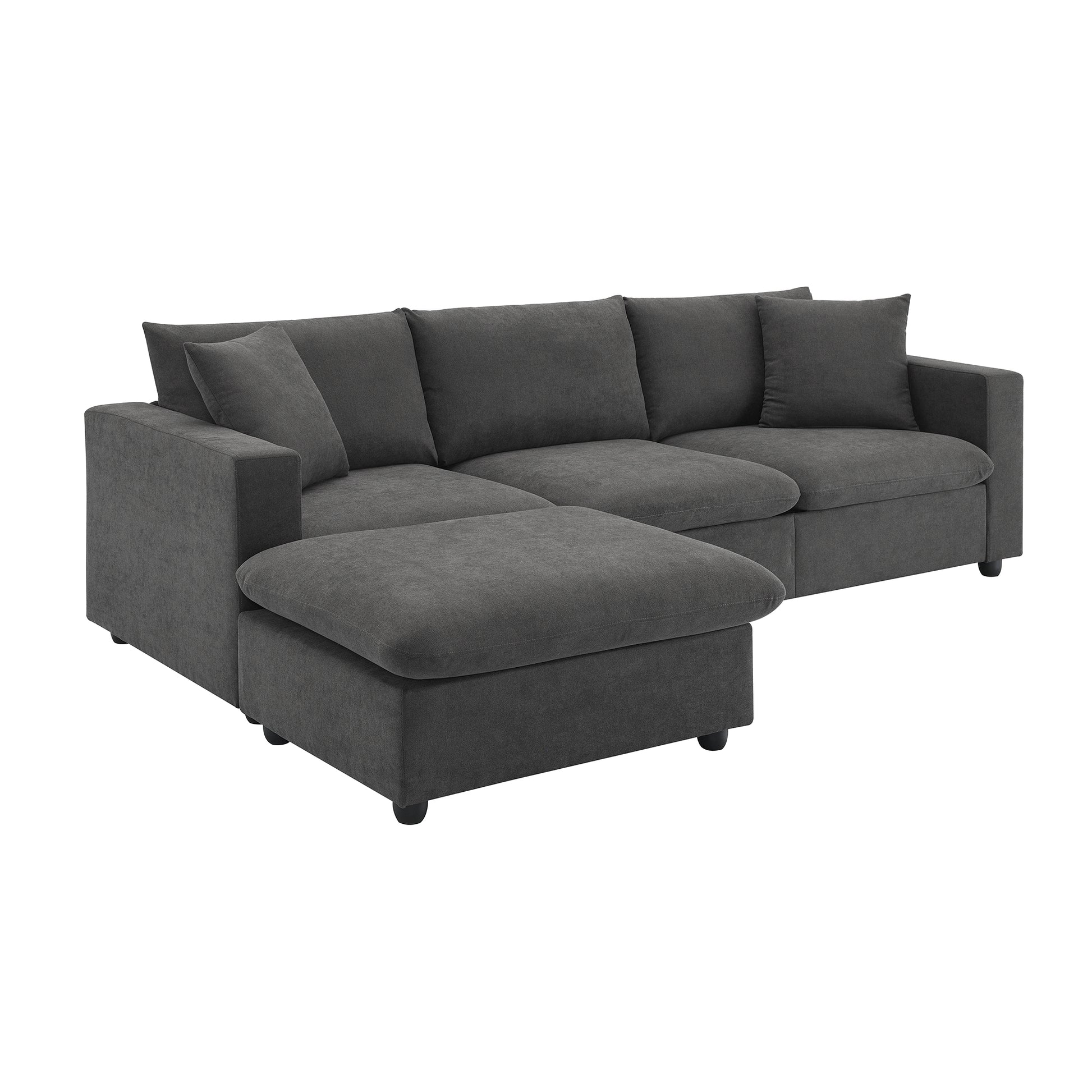 Charcoal grey fabric sectional sofa with chaise lounge modern design for living rooms