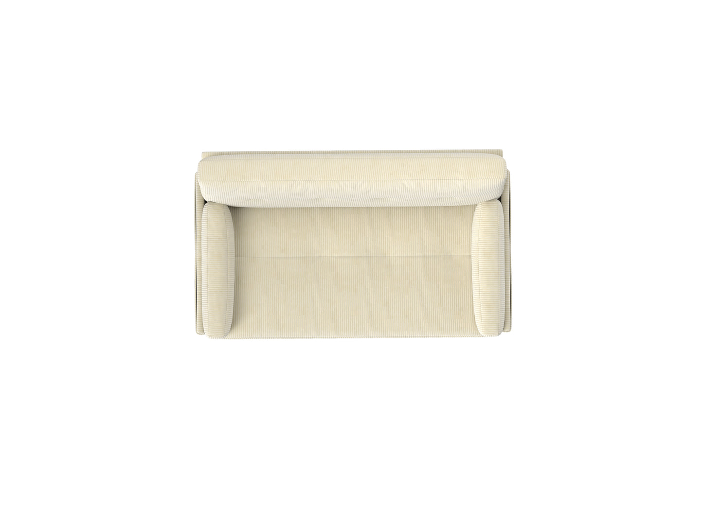 Cream corduroy armchair topdown view plush texture modern design