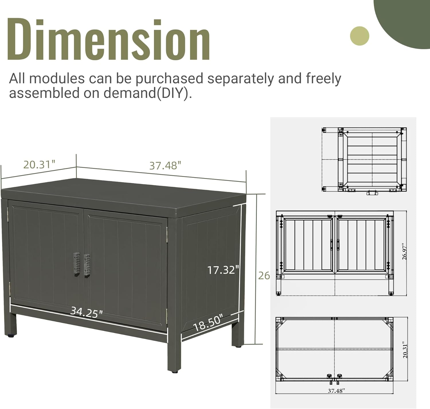 Gray twodoor storage cabinet dimensions