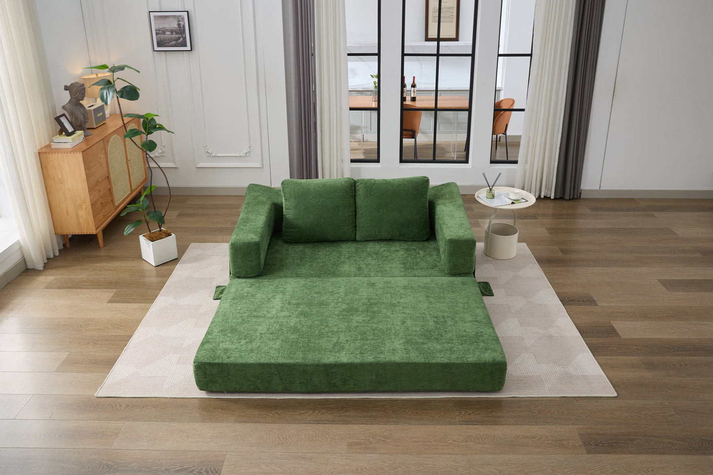 Green velvet modular sofa bed with chaise lounge modern living room furniture