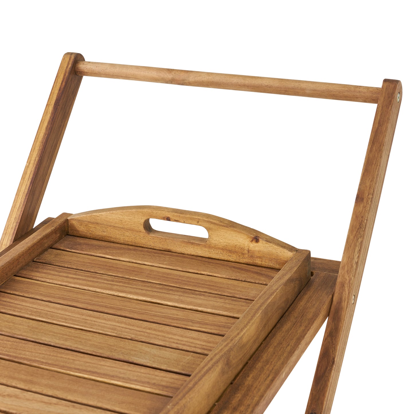 Natural wood serving tray with integrated handles