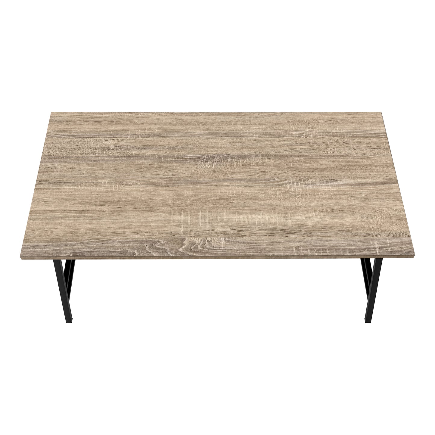 Light wood grain laptop desk with black metal legs
