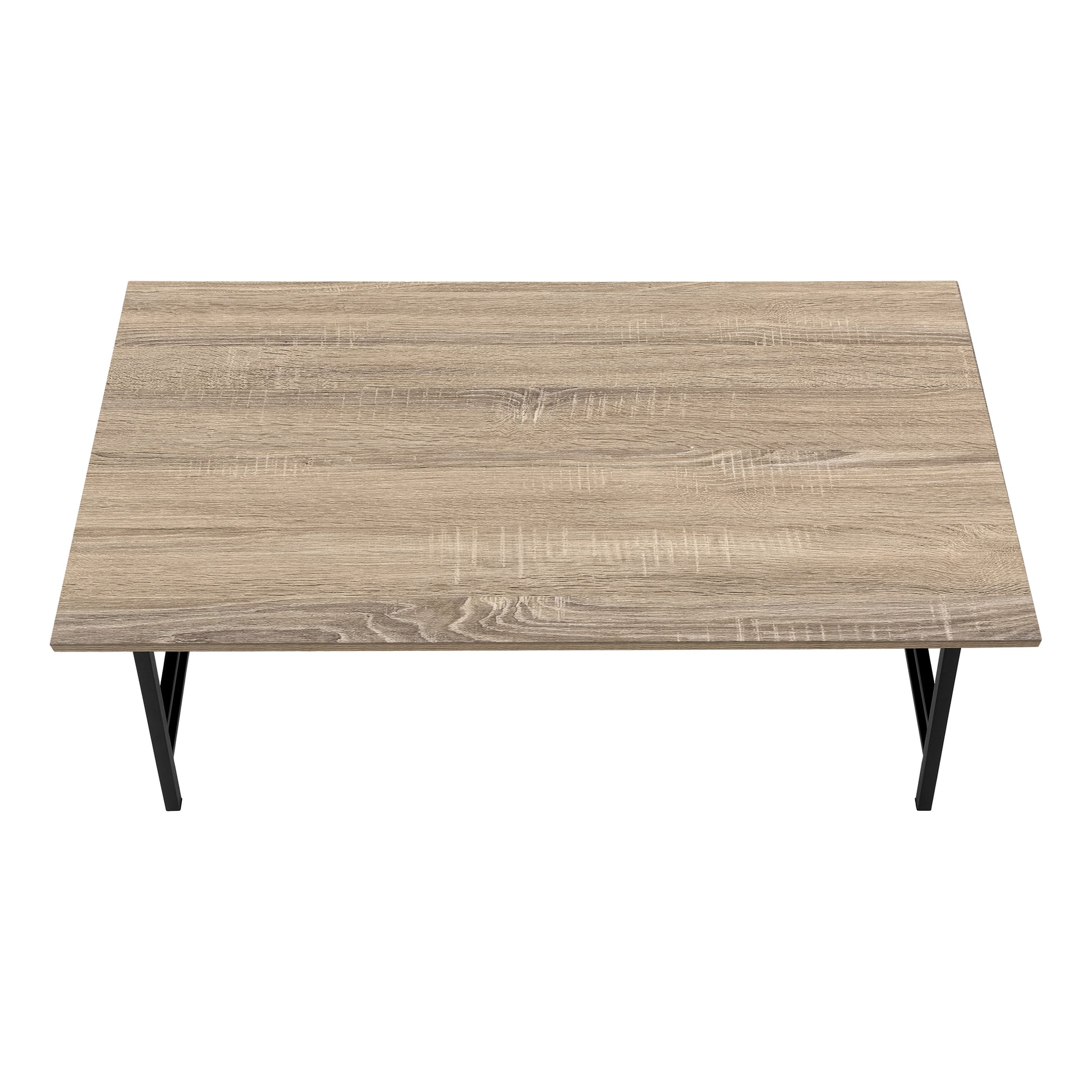Light wood grain laptop desk with black metal legs