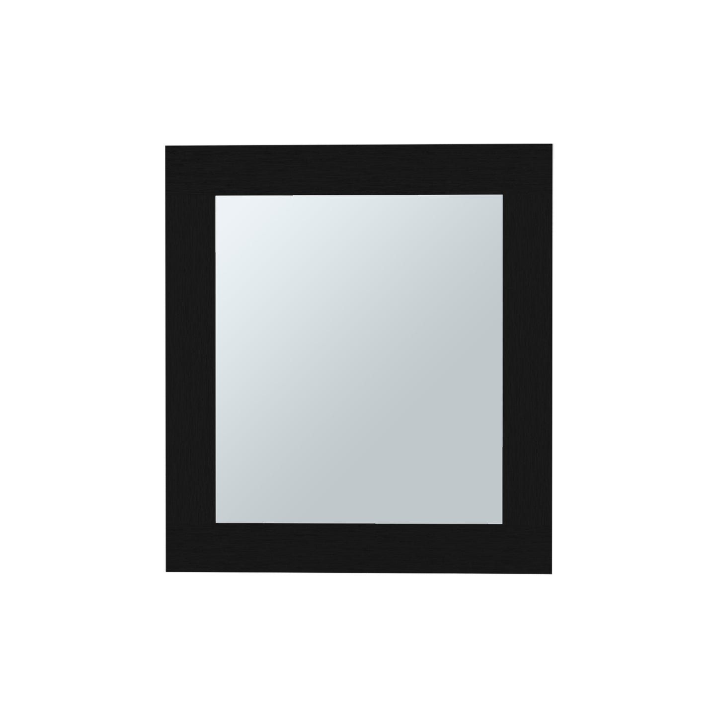 Square black framed wall mirror with clear reflection