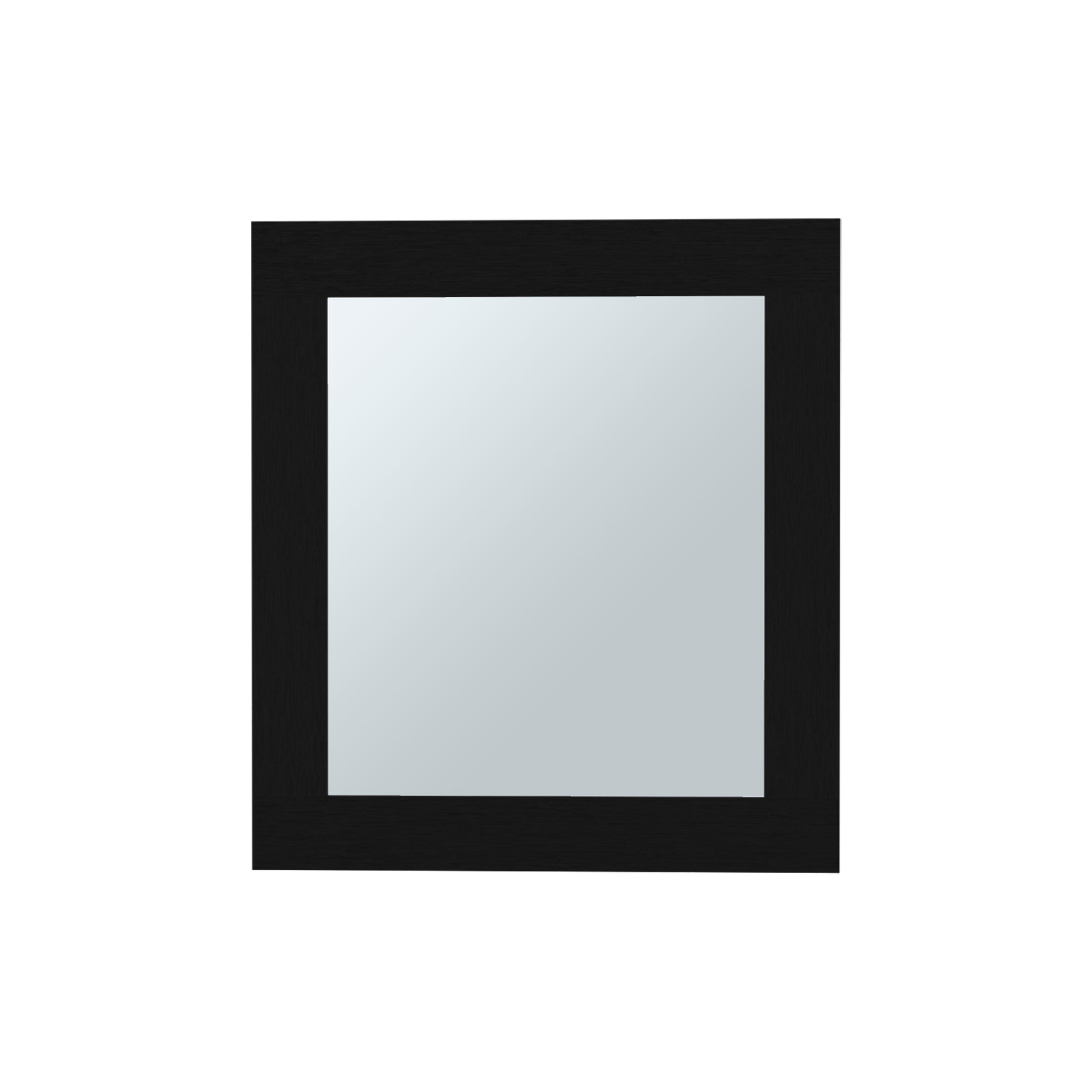 Square black framed wall mirror with clear reflection