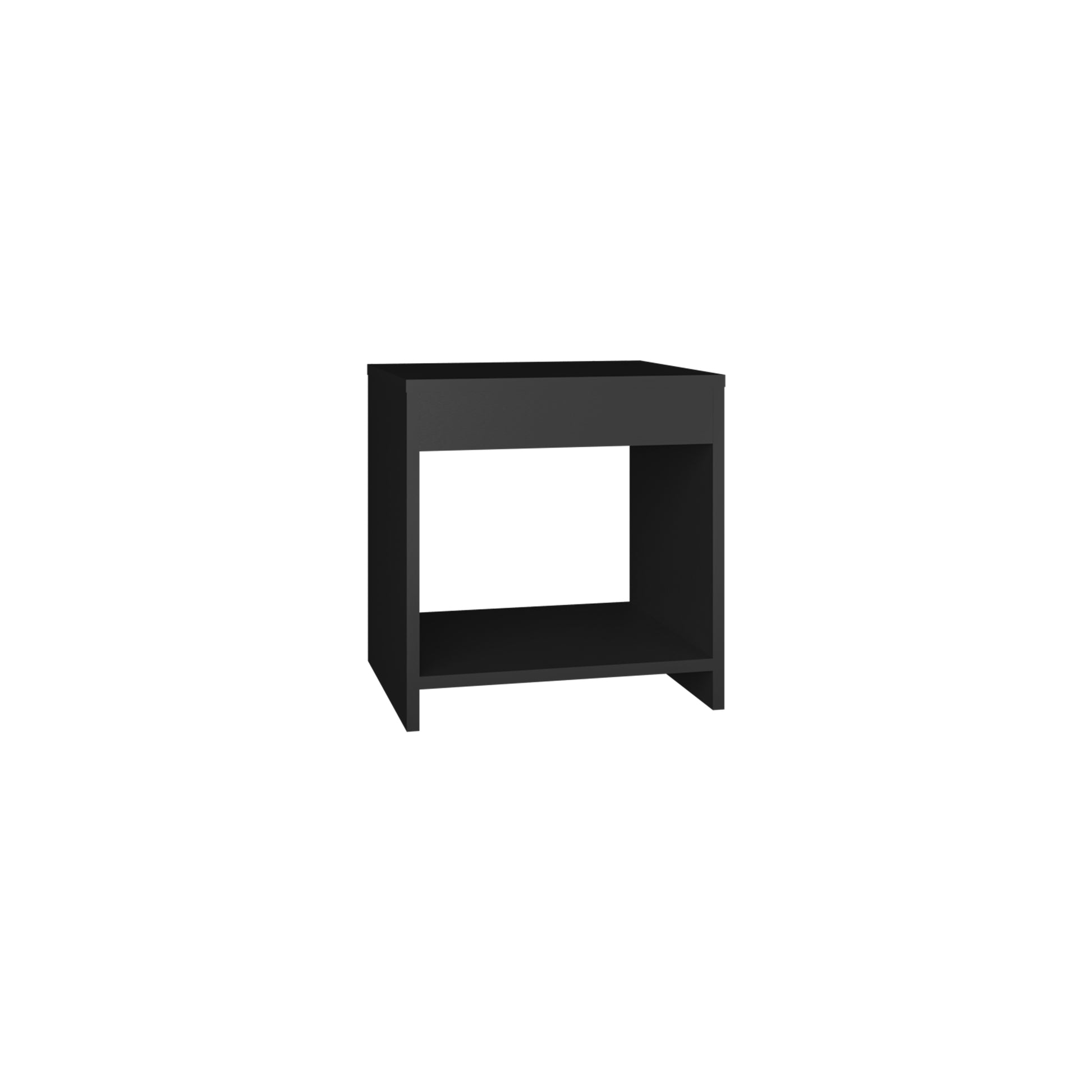 Black modern nightstand with one drawer and open shelf