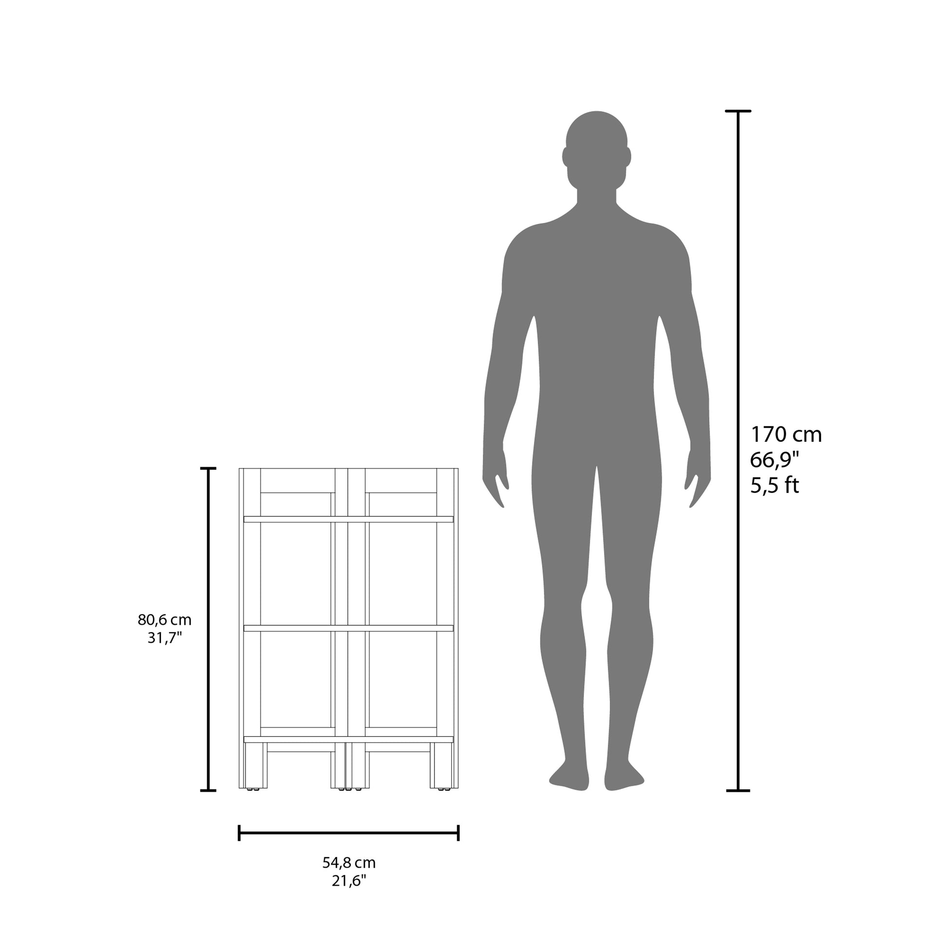 Open shelving unit with modern minimalist design  cm tall