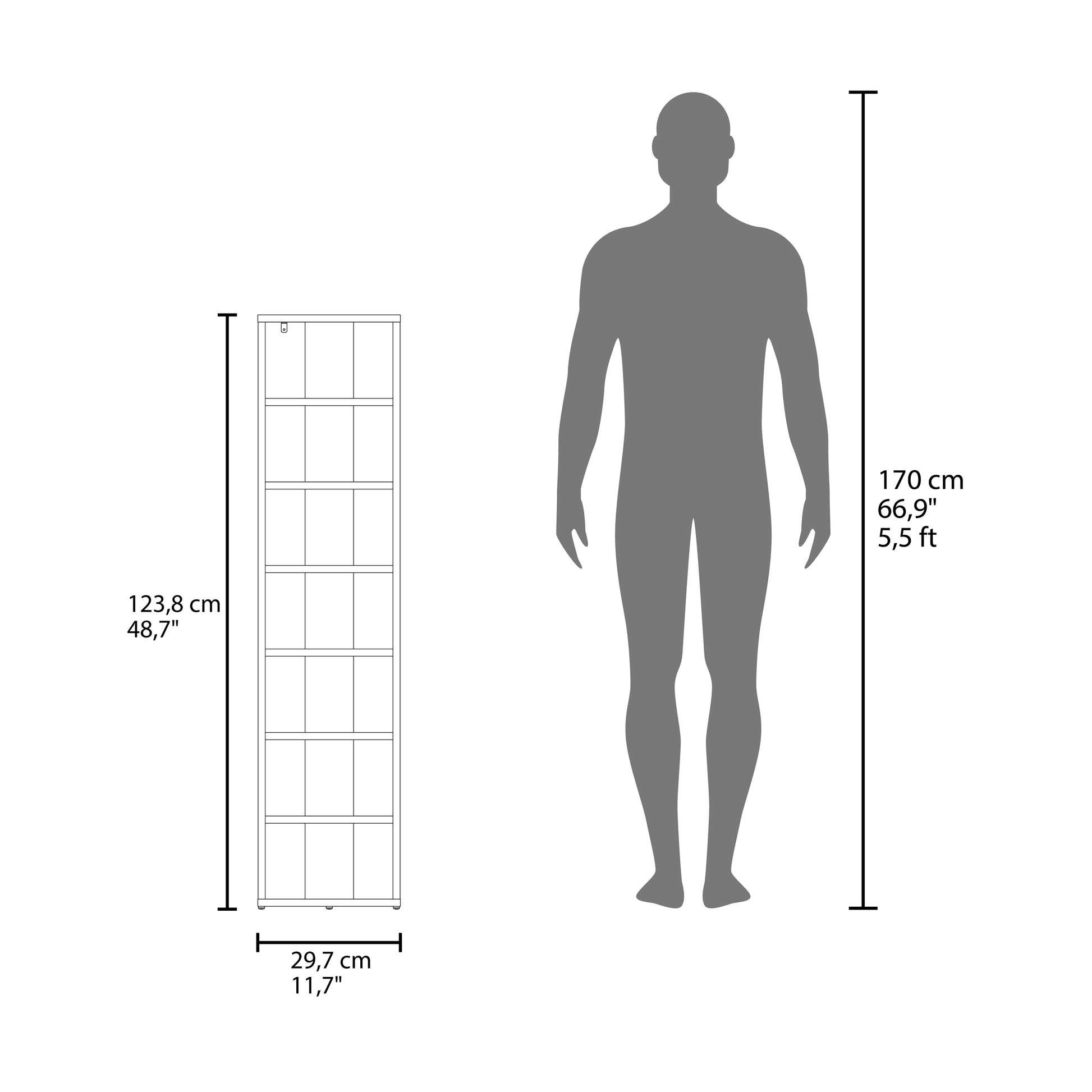 Slim white bookshelf  cm tall  cm wide ideal for small spaces