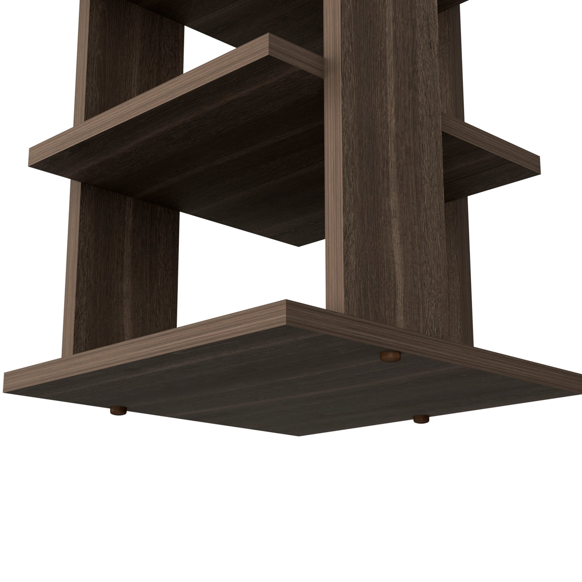 Dark wood geometric bookshelf modern design  shelves
