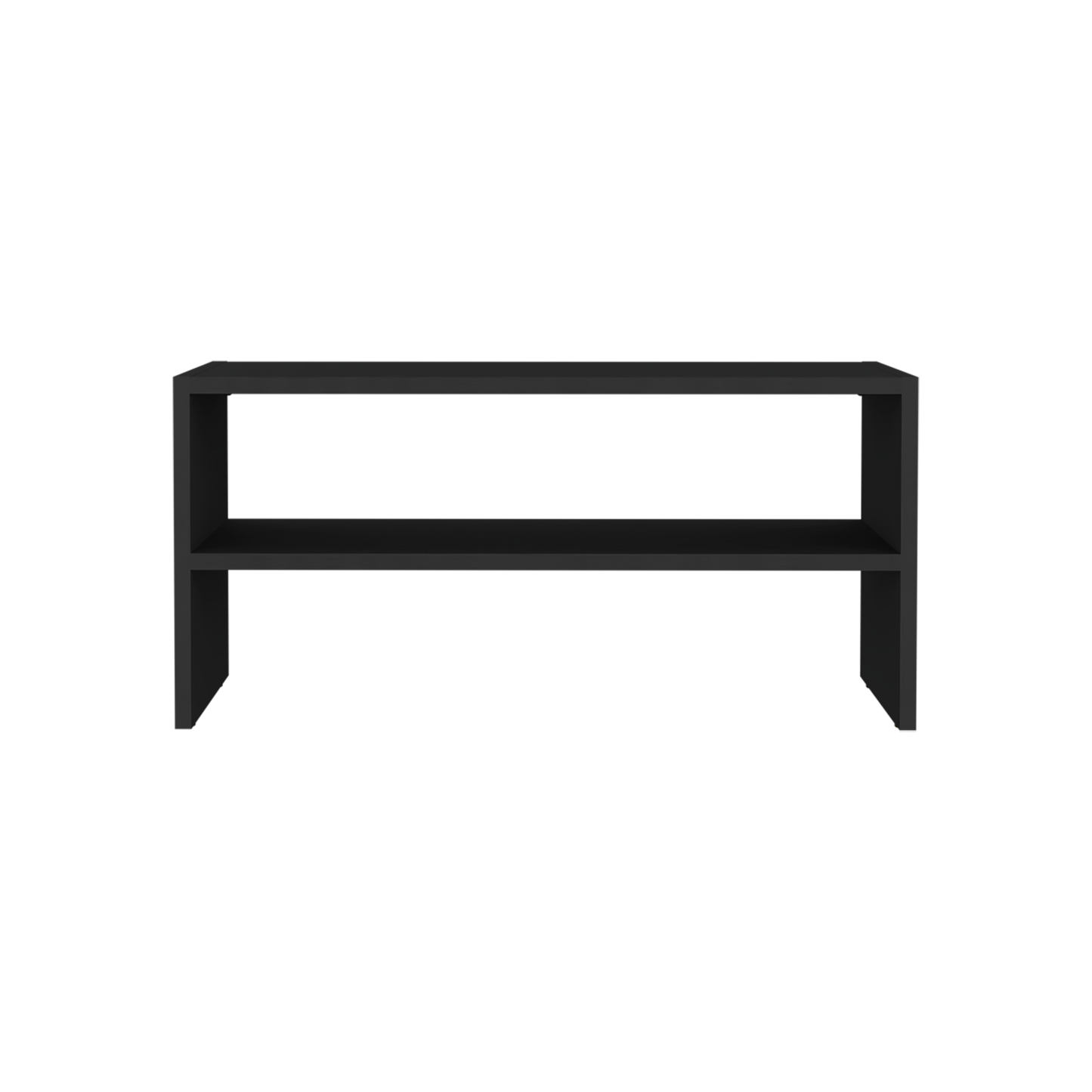 Black twotier minimalist wall shelf for displaying books and decor