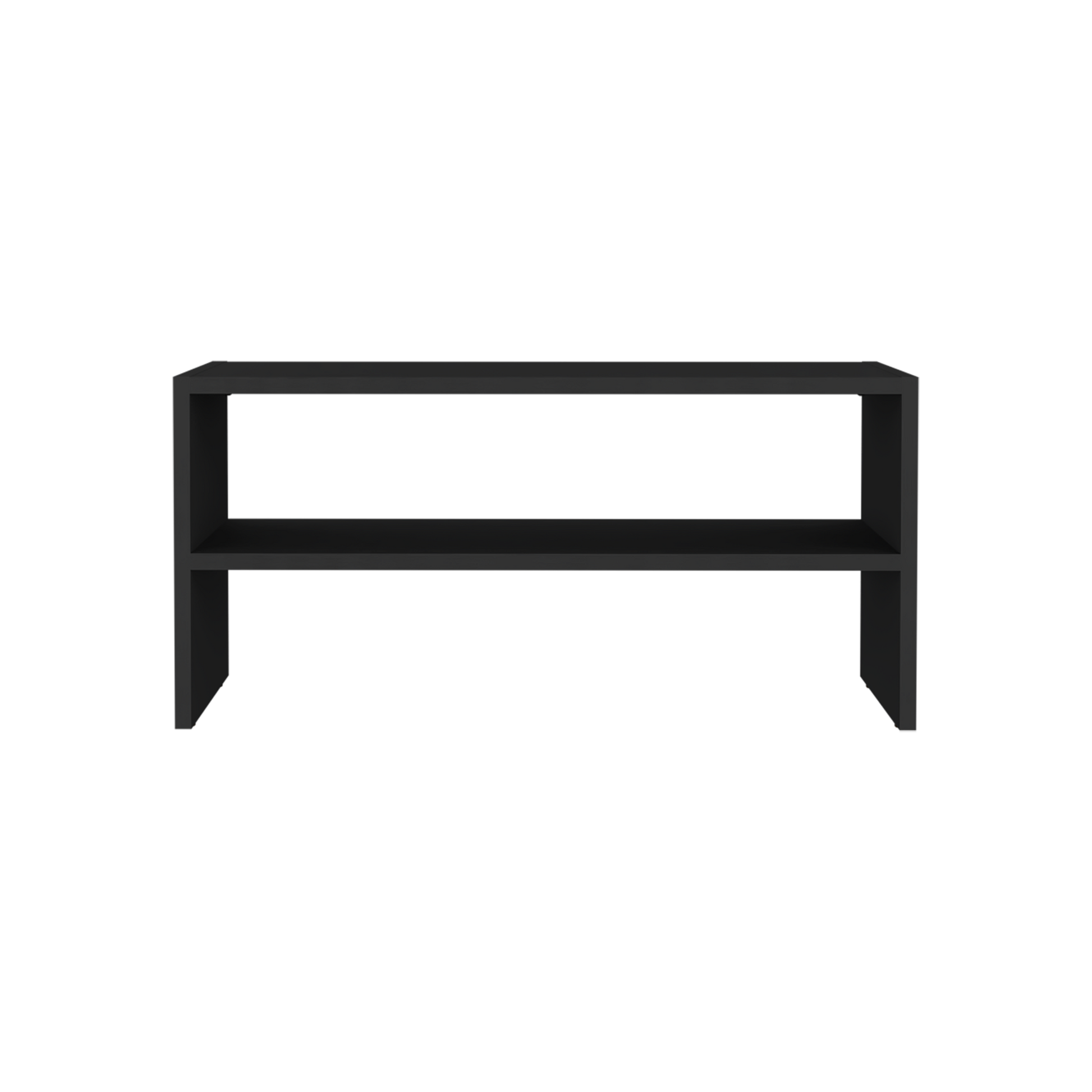 Black twotier minimalist wall shelf for displaying books and decor