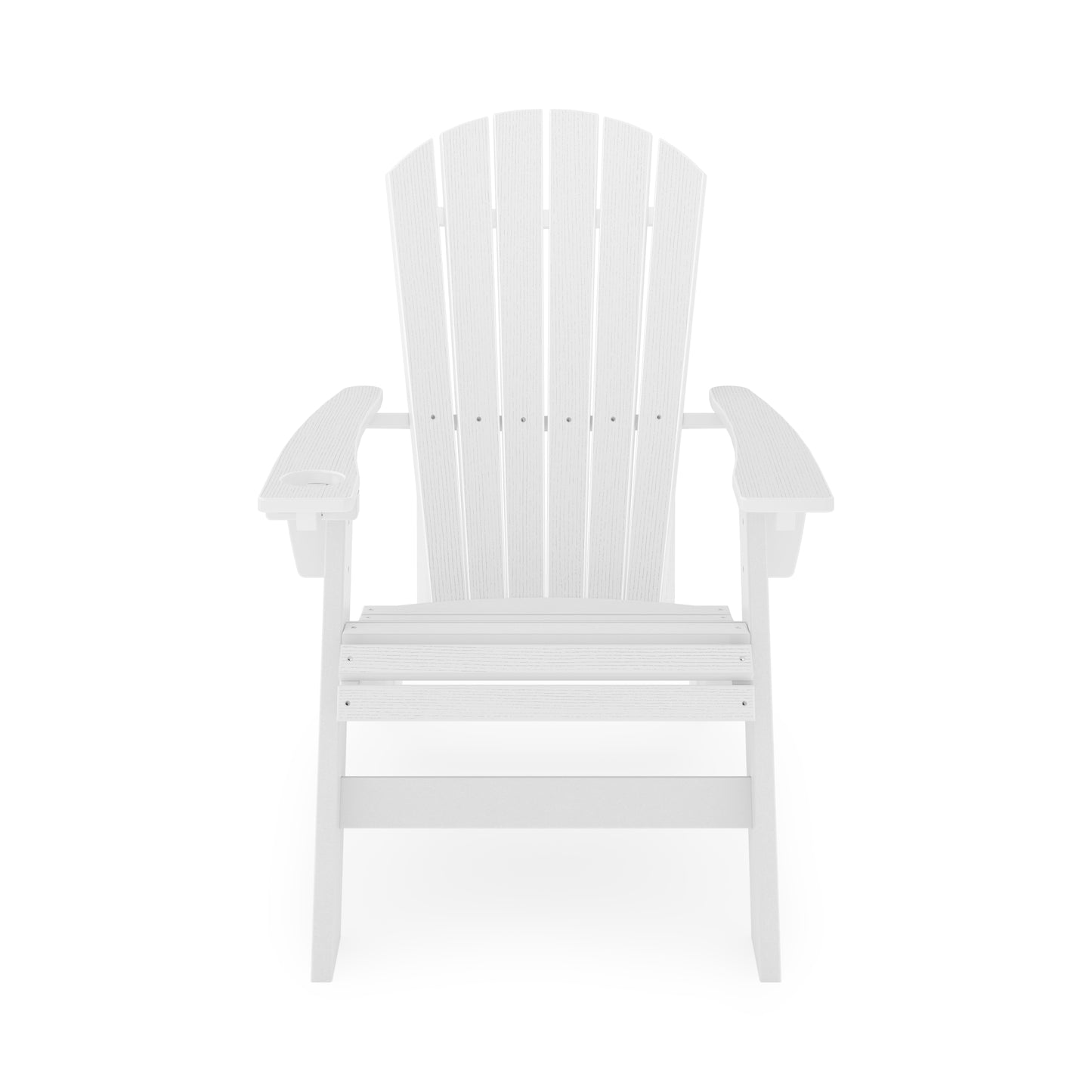 White Adirondack chair with classic slatted design ideal for outdoor patios