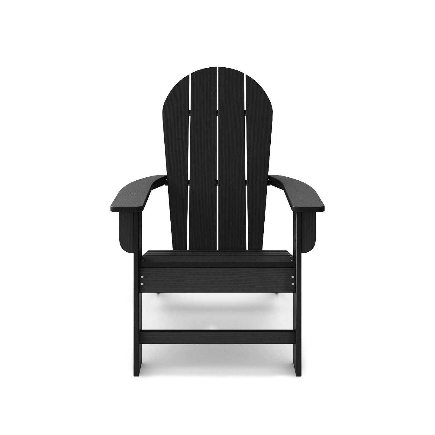 Black Adirondack chair crafted from durable recycled plastic perfect for outdoor relaxation