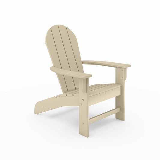 Classic beige Adirondack chair made of durable weatherresistant material