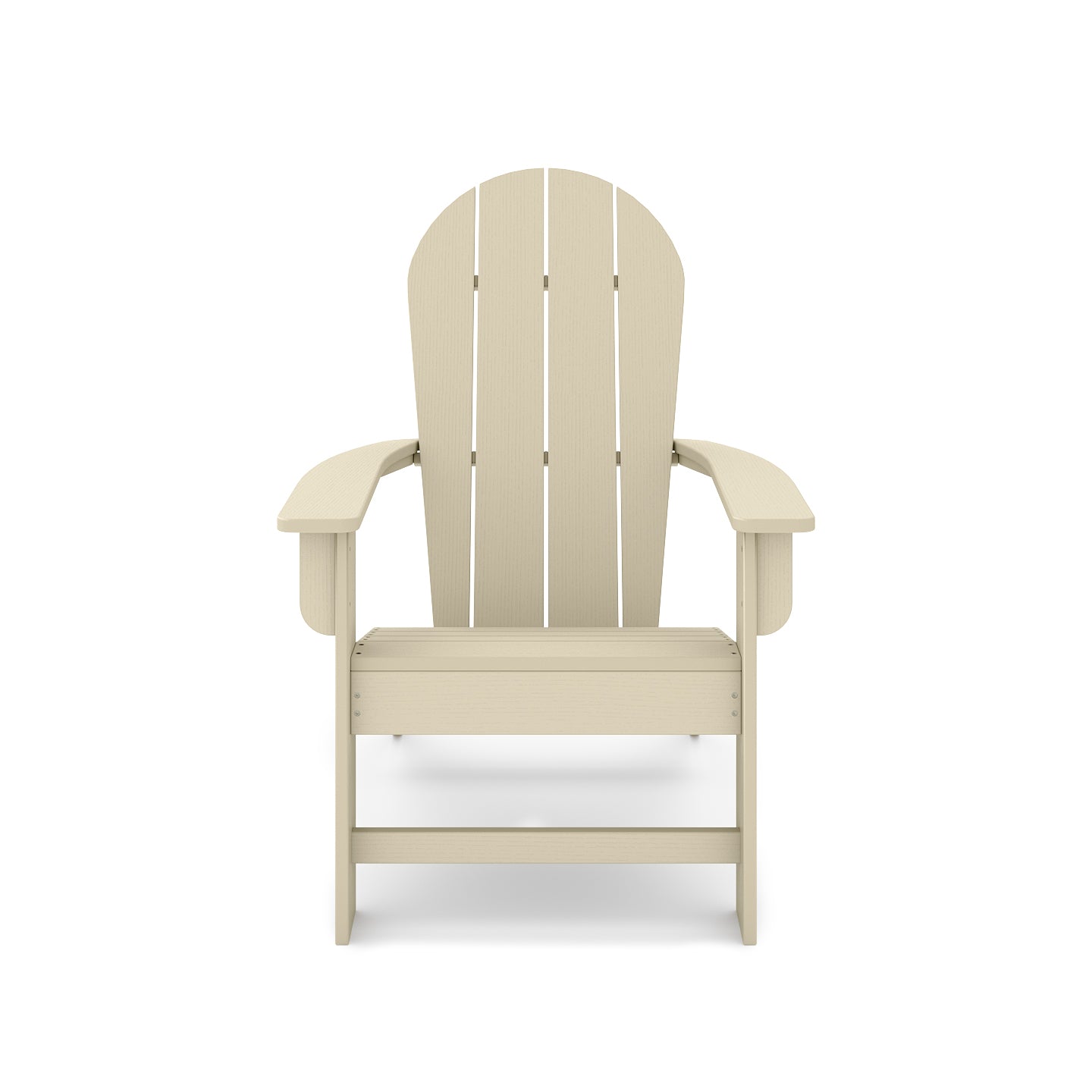 Cream Adirondack chair made of durable composite wood for outdoor patios