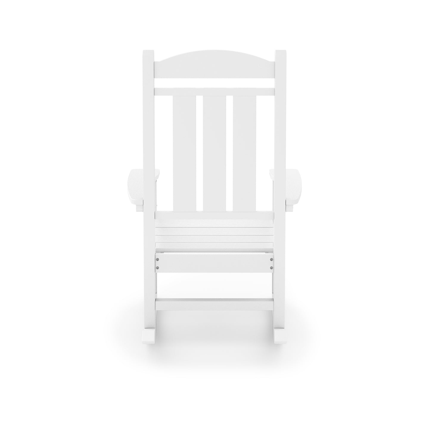 Classic white wooden rocking chair with slatted back and seat for relaxation
