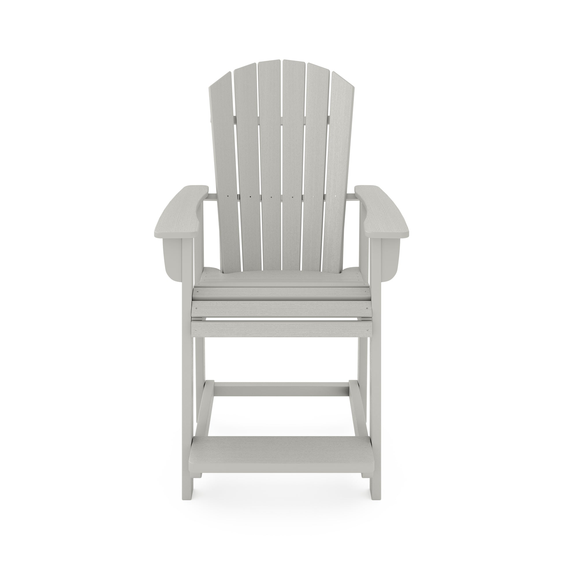 Gray poly lumber bar height Adirondack chair with wide armrests