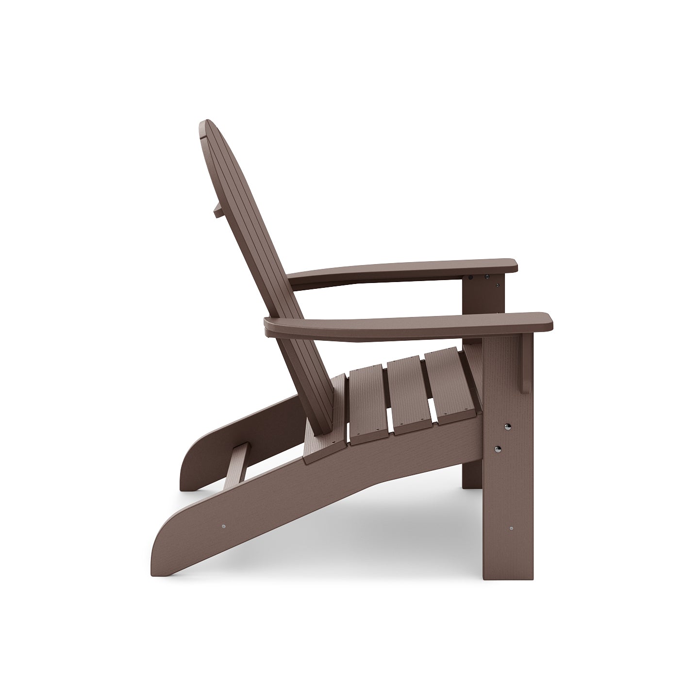 Brown Adirondack chair with wide armrests perfect for outdoor relaxation