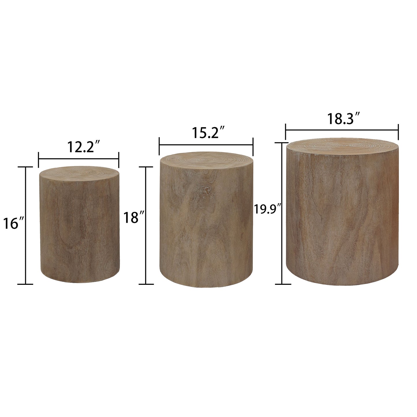 Natural wood accent table with rustic log design and distressed finish