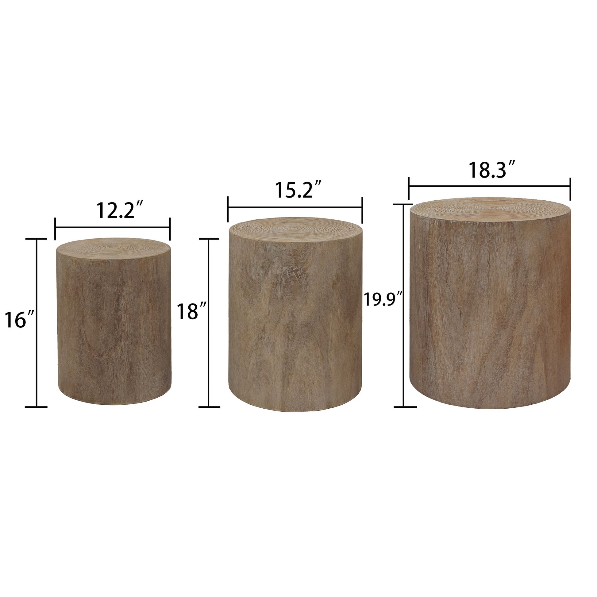 Natural wood accent table with rustic log design and distressed finish