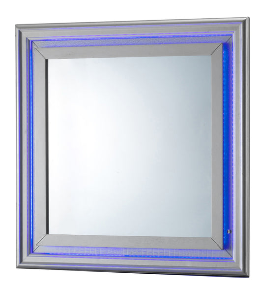 TREATLIFE HOME LED Accent Mirror with Textured Croc Finish, Low Distortion Glass, Stylish Silver Champagne Design