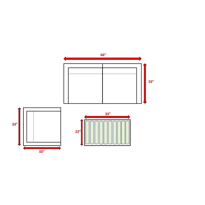 Diagram showing inch wide inch deep sofa blueprint