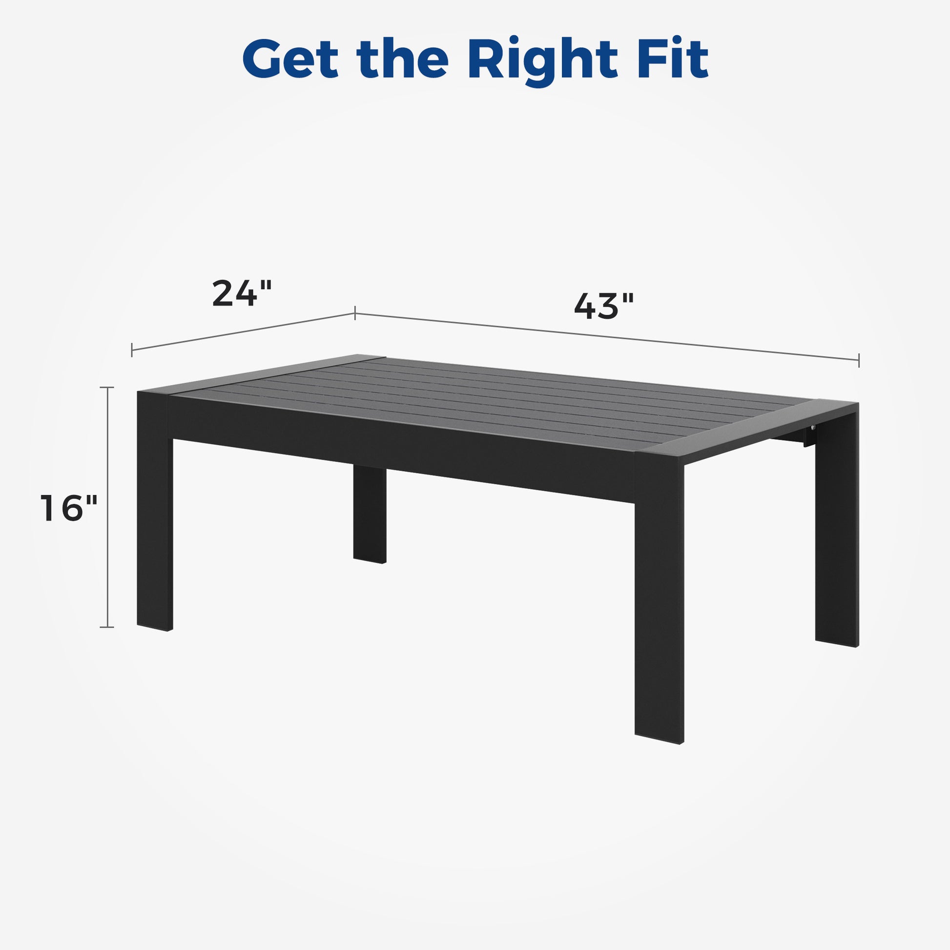 Modern black outdoor coffee table  inches long  inches wide  inches high