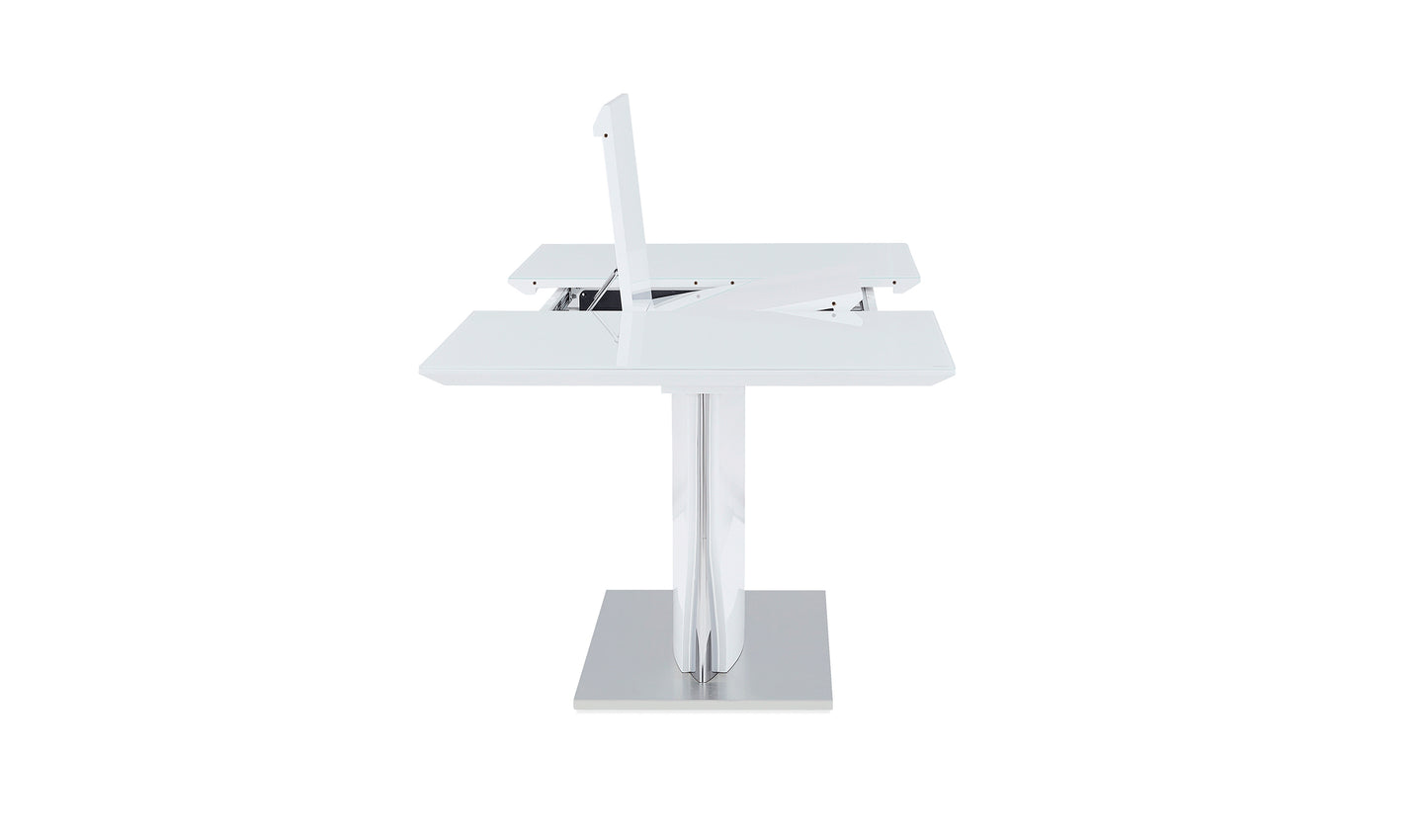 Modern white lifttop desk with chrome base ideal for home office productivity