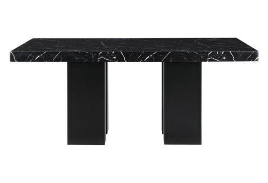 Black marble dining table with sleek black legs for a modern kitchen