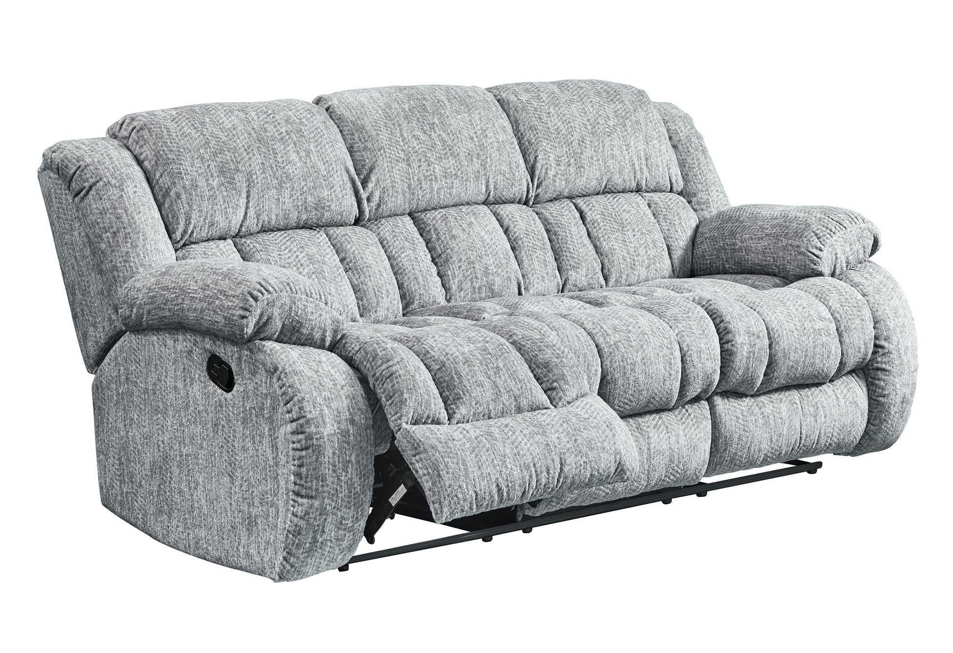 Plush gray fabric recliner sofa with tufted cushions for ultimate comfort and relaxation