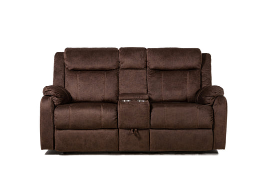 Brown recliner loveseat with cup holders for comfortable seating