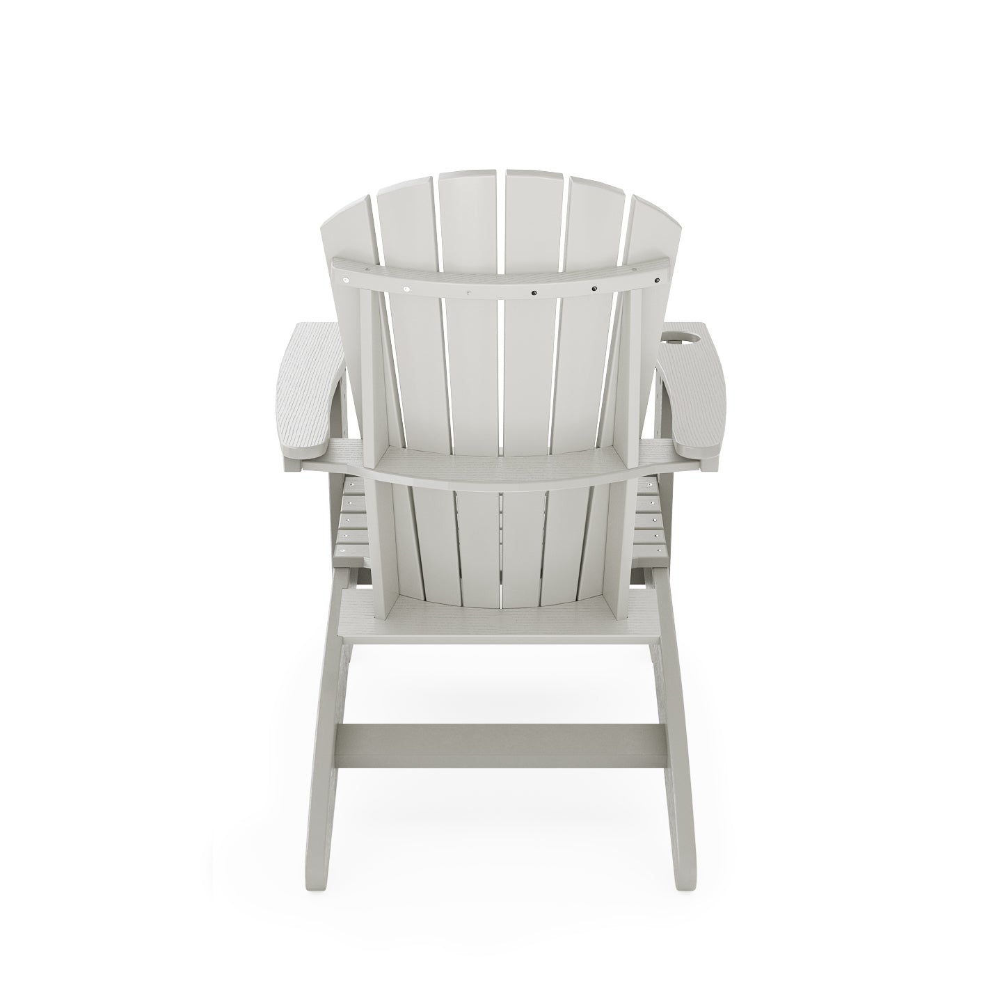 Grey modern adirondack chair with wide armrests and cup holder