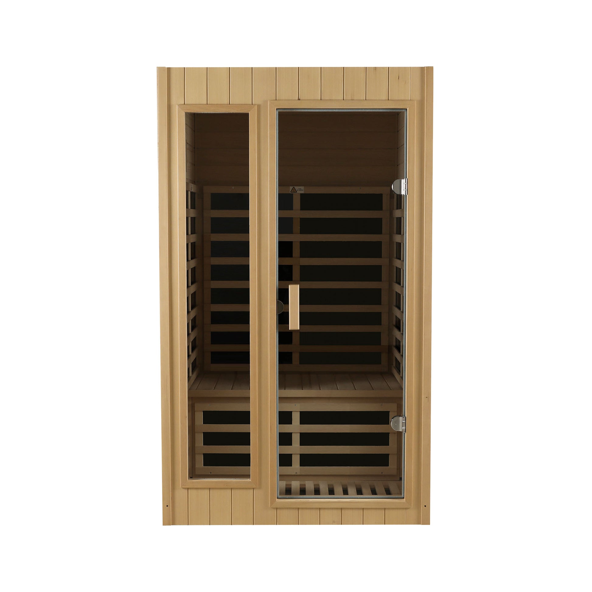Light wood infrared sauna with glass door and side window