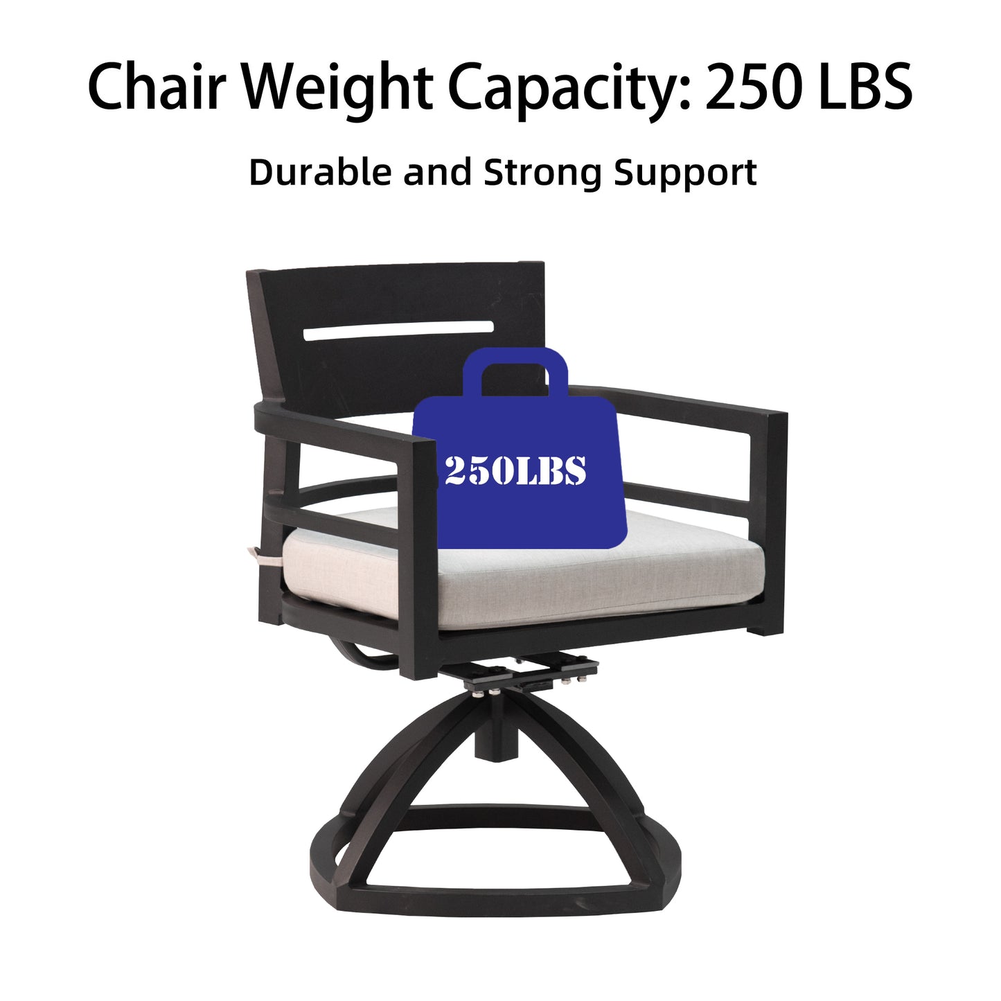 Durable black metal chair with beige cushion  lbs weight capacity support