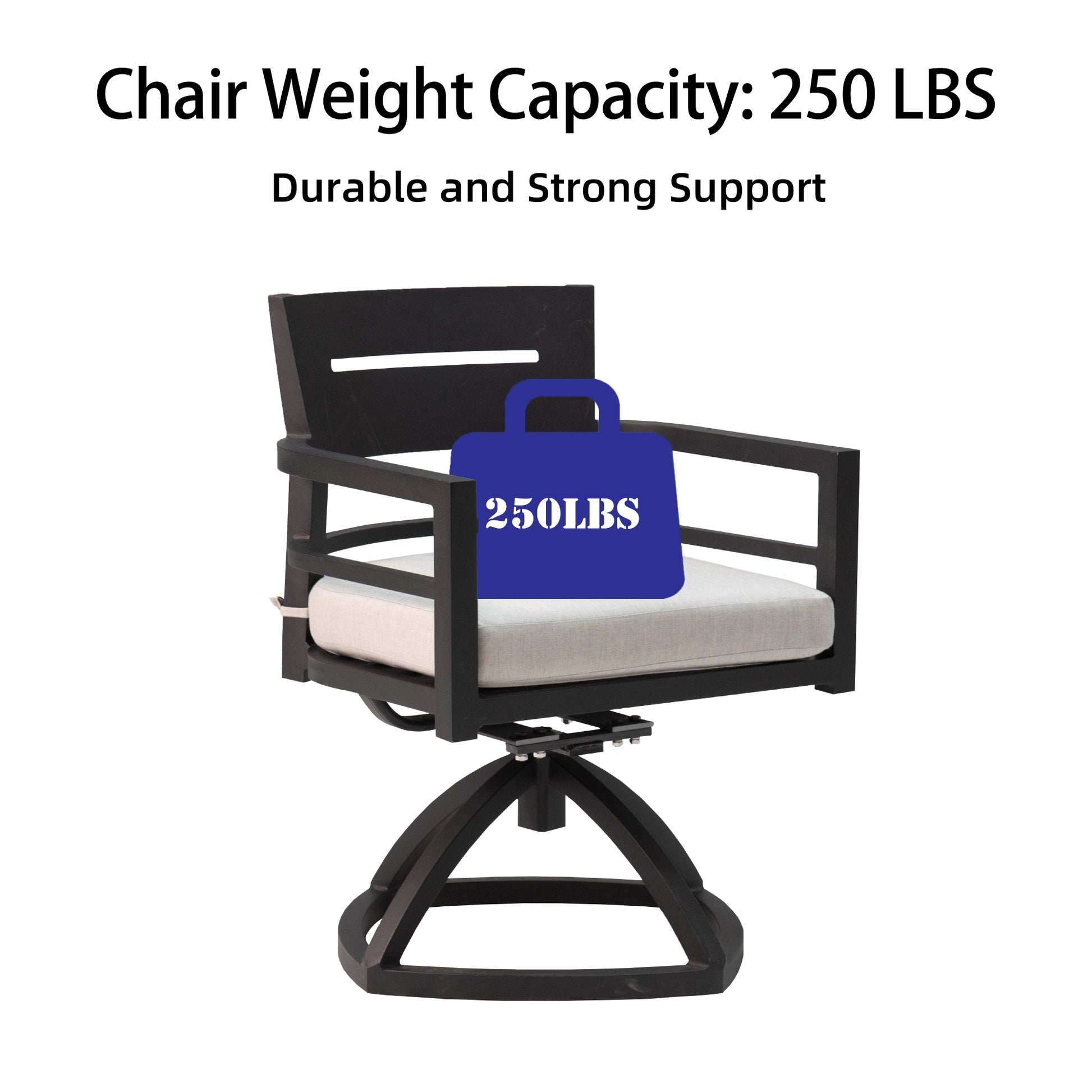 Durable black metal chair with beige cushion  lbs weight capacity support