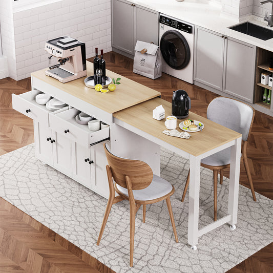 Pink espresso machine with black accents on a kitchen island