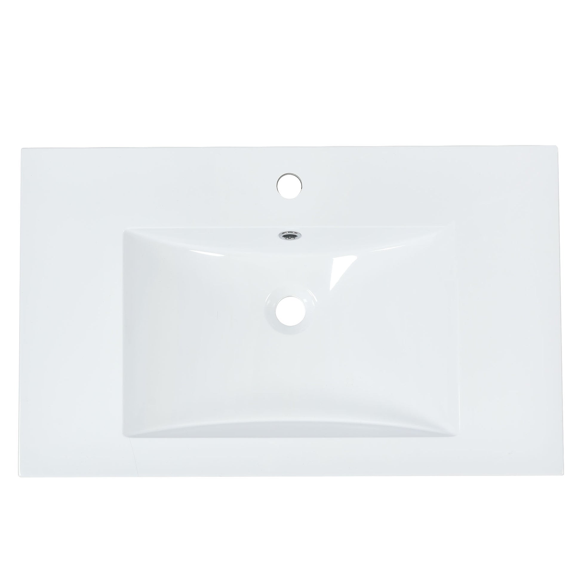 Modern white ceramic rectangular bathroom vanity top with integrated sink basin
