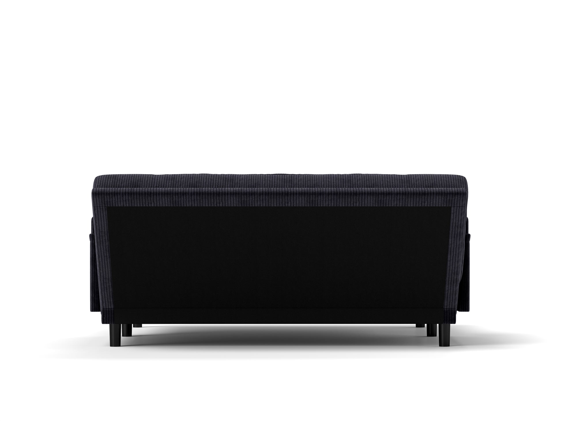 Dark grey corduroy futon sofa back view modern design