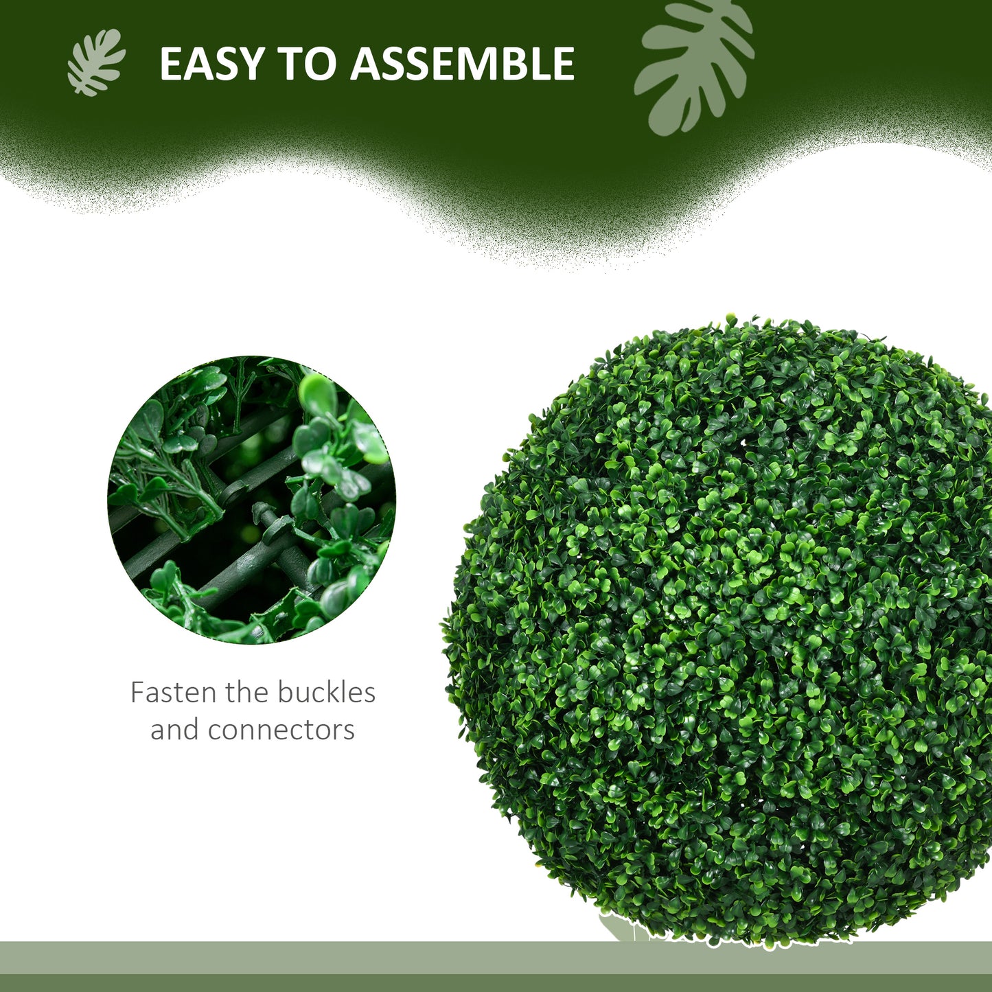 A vibrant green artificial boxwood topiary ball perfect for garden decor