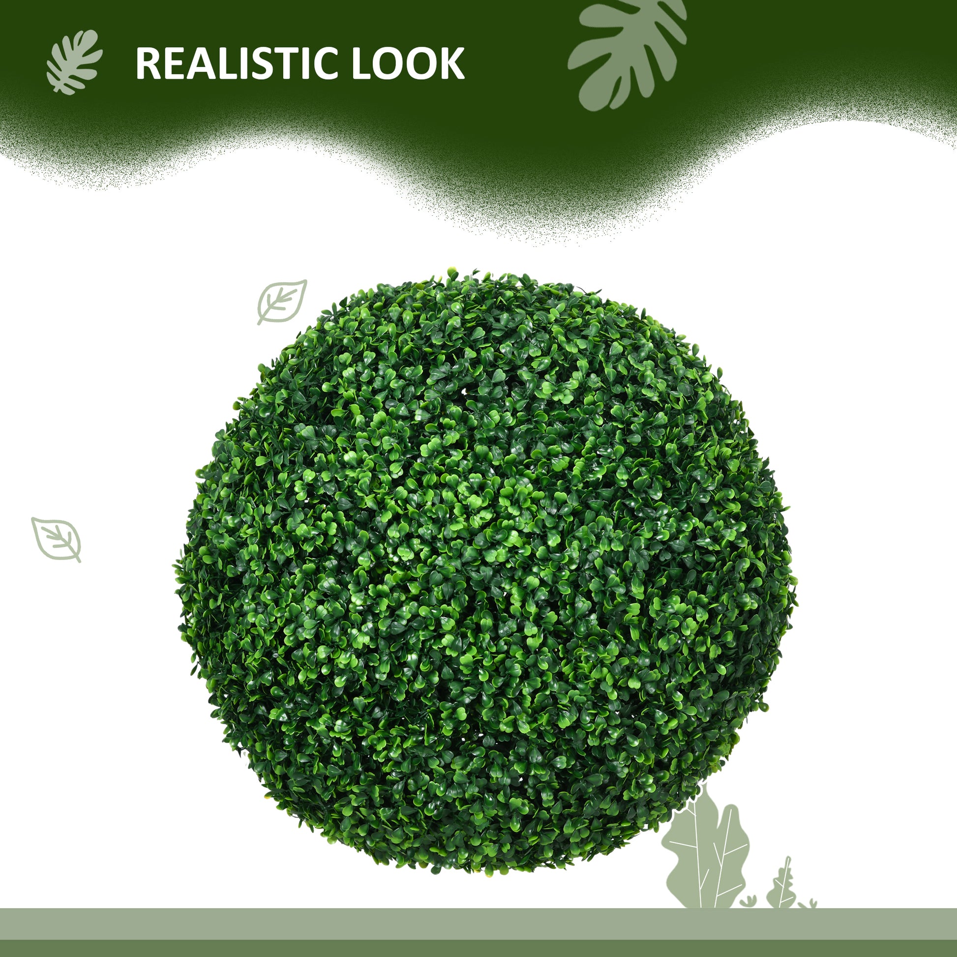 Realistic green artificial topiary ball with dense foliage