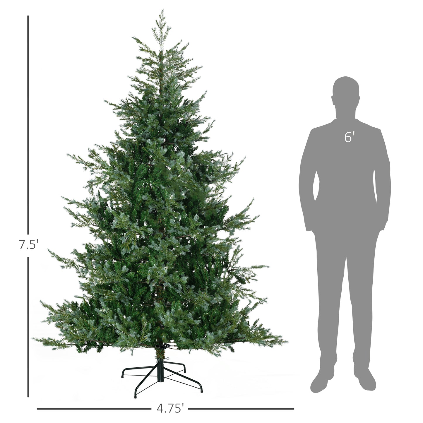 foot artificial Christmas tree with a full profile realistic branches and metal stand