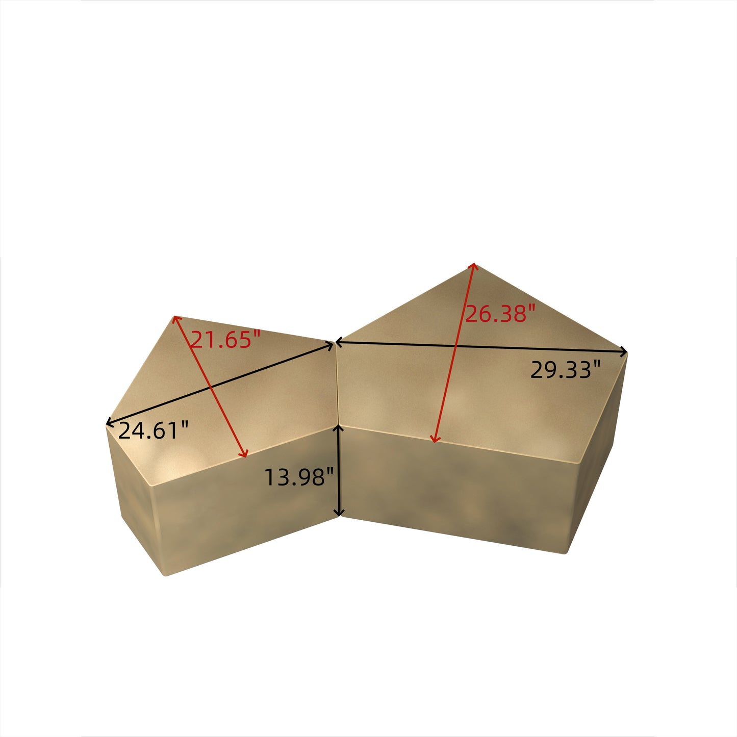 Gold modular seating element with dimensions  x  x
