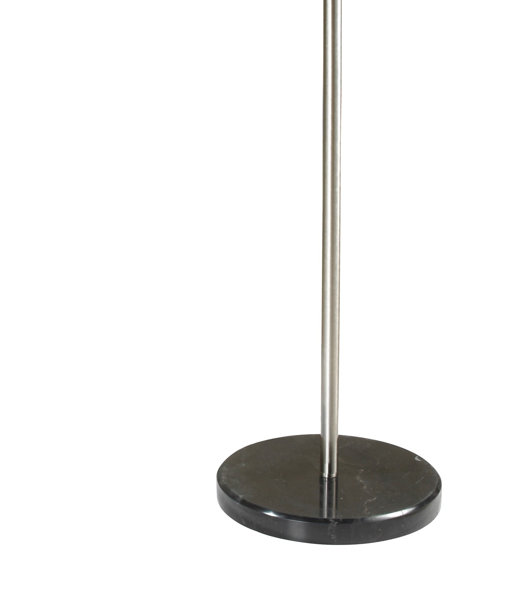 Brushed stainless steel pole on a black marble floor lamp base modern design