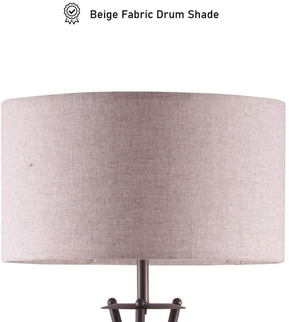 Beige linen fabric drum shade for a table lamp