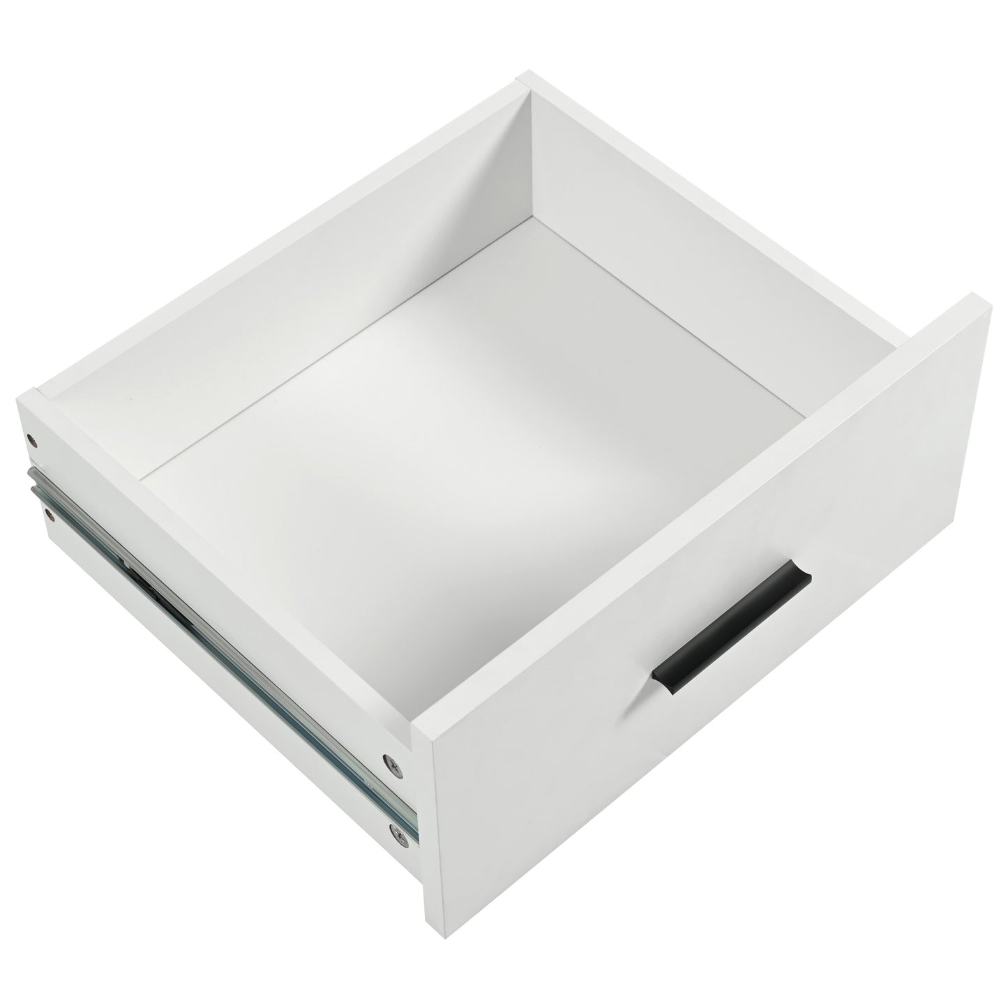White cabinet drawer with black handle