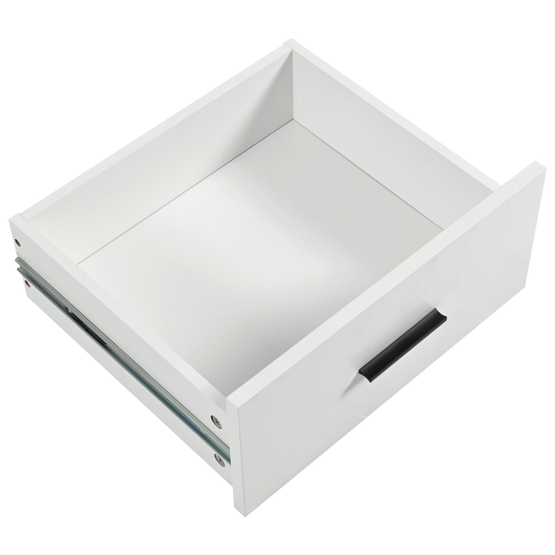 White cabinet drawer with black handle