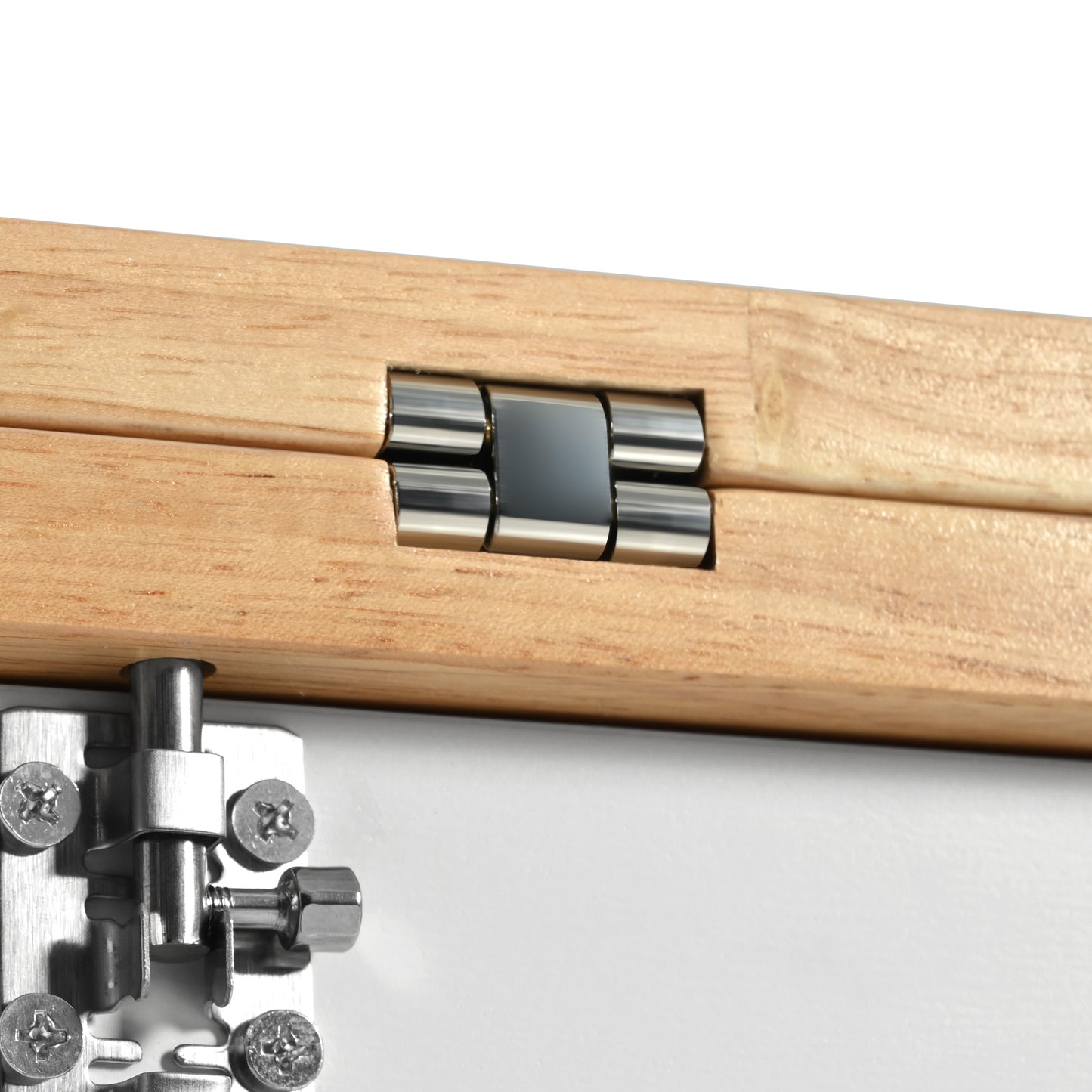 Wooden box with stainless steel barrel hinge and latch hardware