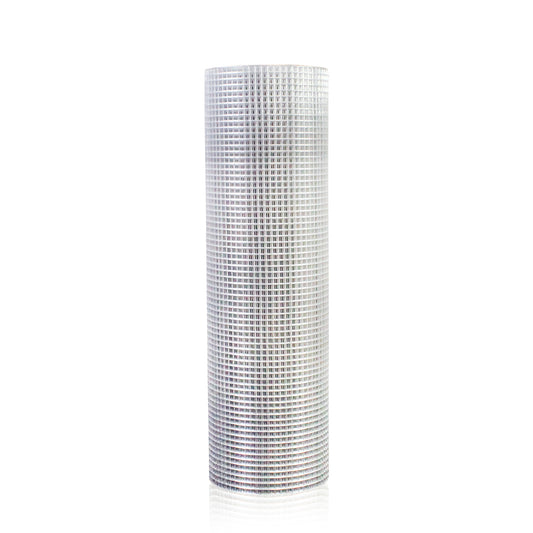White fiberglass mesh roll with fine grid pattern ideal for stucco and plaster reinforcement