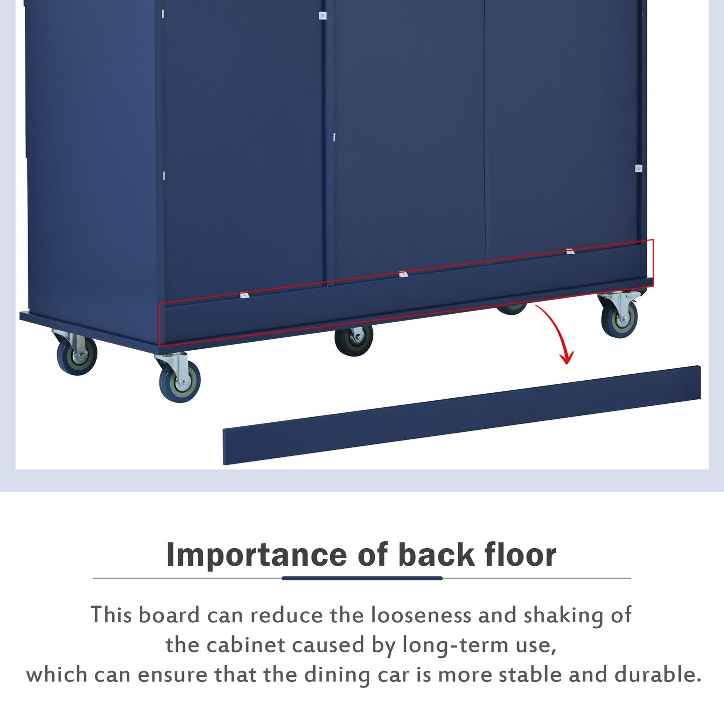 Dark blue dining car with reinforced back floor piece shown separately